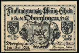 Notgeld Oberglogau 1921, 25 Pfennig, Ortsansicht Mit Der Kirche  - [11] Local Banknote Issues