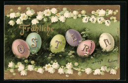 AK Eier Mit Schriftzug Fröhliche Ostern  - Easter