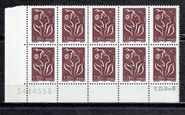 1,90 € Brun-prune Type Marianne De Lamouche En Bloc De 10 - Unused Stamps