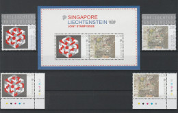 Liechtenstein Singapour 2014 Emission Commune Timbres Et Bloc Singapore Liechtenstein Art Joint Issue Mint Set And S/S - Emisiones Comunes