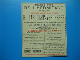 (1909) Grands Vins De L'Hermitage - H. JABOULET-VERCHERRE - Propriétaires à Tain (Drôme) & Beaune (Côte-d'Or) - Publicidad