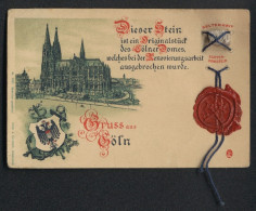 Lithographie Cöln, Totalansicht Vom Dom, Originalstein Vom Dom, Siegel  - Köln