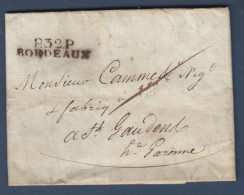 Gironde -  P 30 P  / BORDEAUX Sur Lettre De 1808 - 1801-1848: Précurseurs XIX