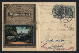 Siegelmarken-AK Weissenfels A. S., Schloss, Saalepartie, Kaiser Wilhelm-Denkmal  - Weissenfels