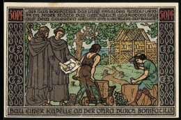 Notgeld Ohrdruf 1921, 50 Pfennig, Bau Einer Kapelle An Der Ohra Durch Bonifatius  - [11] Local Banknote Issues