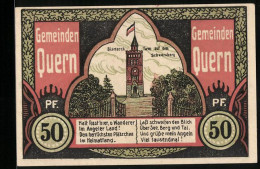 Notgeld Quern, 50 Pfennig, Bismarck-Turm Auf Dem Scheersberg  - [11] Emissions Locales