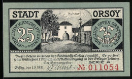 Notgeld Orsoy 1921, Strassenpartie Am Kuhtor, Ortsansicht  - [11] Local Banknote Issues