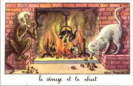 20901 Carte Fable - Jean De La Fontaine - Le Singe Et Le Chat - Contes, Fables & Légendes