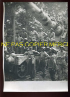 GUERRE 14/18 -DANS LA SOMME - CANON DE 400 MM SUR VOIE FERREE - 4 PHOTOGRAPHIES ORIGINALES DE L'ARMEE AMERICAINE - War, Military