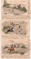 4V5Hy    Chasse à Courre Chasseur Lot De 3 Cpa Illustrateur Gaffron Même Correspondance En 1901 - Hunting