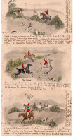 4V5Hy    Chasse à Courre Chasseur Lot De 3 Cpa Illustrateur Gaffron Même Correspondance En 1901 - Chasse