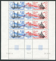 TAAF - N°106A  - 2F20 + 15F50 NAVIRE LA CURIEUSE - BLOCS DE 4 TRIPTYQUES - COIN DATE 25.10.88 - Neufs