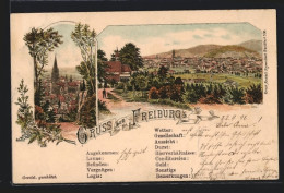 Lithographie Freiburg I. B., Panorama  - Freiburg I. Br.