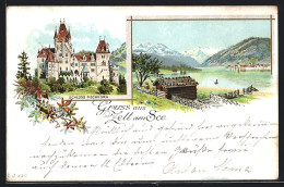 Lithographie Zell Am See, Partie Am See M. Holzbaude, Schloss Fischhorn  - Sonstige & Ohne Zuordnung