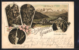 Lithographie St. Johann Im Pongau, Liechtenstein-Klamm, Ortsansicht Aus Der Vogelschau  - Sonstige & Ohne Zuordnung