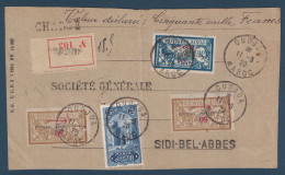 ETIQUETTE De COLIS VALEUR DÉCLARÉE (50000 FRANCS) AFFRANCHI Avec MERSON CAD OUJDA MAROC 1920 Pour SIDI BEL ABBES CHARGE - Covers & Documents