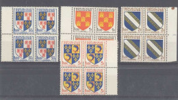 Yvert 951 à 954 - Série De 4 Blocs De 4 Timbres Neufs Sans Traces De Charnières - Bord De Feuille - Unused Stamps