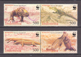 Indonesia 2000 Mi 2005-2008 In Pairs MNH WWF - KOMODO-DRAGON - Neufs