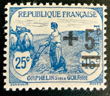 1922 FRANCE N 165 - ORPHELINS DE GUERRE SURCHARGE- NEUF* - Ongebruikt