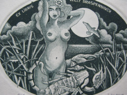 Exlibris Erotic Nude Ex Libris Bookplate Etching Print Paolo Rovegno Italy - Exlibris