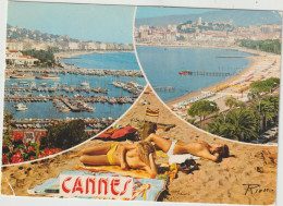 LD61 : Alpes Maritimes : CANNES , Plage , Femme  Sein Nue - Cannes