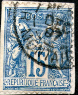 France,1876,YT#90,Sage U/N , 15 C.,cancell,as Scan - 1898-1900 Sage (Type III)