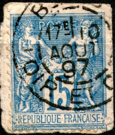 France,1876,YT#90,Sage U/N , 15 C.,cancell,as Scan - 1898-1900 Sage (Type III)