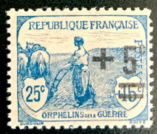 1922 FRANCE N 165 - ORPHELINS DE GUERRE SURCHARGE - NEUF* - Ungebraucht