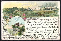 Lithographie Bregenz, Kapelle Auf Dem Gebhardsberg Und Umland  - Autres & Non Classés