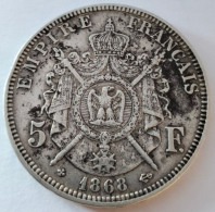 Piece ARGENT 1868 BB Napoléon III 5 F FRANCE 5 FRANCS 24,91 Gr - 5 Francs