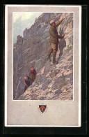 AK Deutscher Schulverein Nr.: 345, Bergsteiger Erklimmen Den Berg  - Guerre 1914-18