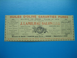 (1909) Huiles D'olive Garanties Pures  - J. LAMILHAU - Salon - Publicidad