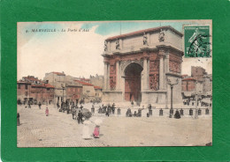 13 Marseille * Place Et La Porte D'aix * Attelages Foin  Animation   CPA Couleur  Année 1908  N° 9 état Impeccable - Otros Monumentos