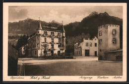 AK Füssen A. Lech, Dependance Hotel Zum Hirsch, Autogarage Hirschturm  - Füssen