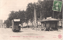 FR66 PERPIGNAN - DF 34 - Gare Des Tramways - Ligne De CANET - Gros Plan - Animée - Belle - Tramways