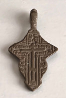 Authentique Ancienne Croix Orthodoxe Russe, Bronze, 18ème/19ème Siècle. - Religious Art