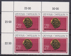 1980 , Mi 1647 ** (1) - 4er Block Postfrisch - 800 Jahre Stadt Innsbruck - Ungebraucht