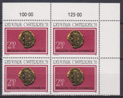 1980 , Mi 1647 ** (2) - 4er Block Postfrisch - 800 Jahre Stadt Innsbruck - Nuevos