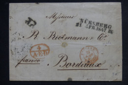 FRANCE - Cachet D'entrée " Baviere. Forbach " Sur Lettre De Nurnberg  Pour Bordeaux En 1847 - L 152707 - Marques D'entrées