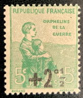 1922 FRANCE N 163 - ORPHELINS DE GUERRE SURCHARGE - NEUF* - Unused Stamps