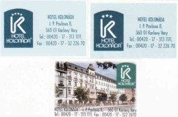 Czech Republic, 3 Matchbox Labels Karlovy Vary - Hotel Kolonáda, - Cajas De Cerillas - Etiquetas