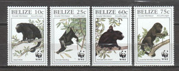 Belize 1997 Mi 1182-1185 MNH WWF - MONKEYS - Unused Stamps