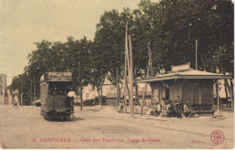 FR66 PERPIGNAN - DF 34 - Colorisée - Gare Des Tramways - Ligne De CANET - Animée - Belle - Tramways