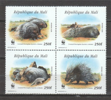 Mali 1998 Mi 1974-1977 In Block Of 4 MNH WWF - PORCUPINE - Unused Stamps