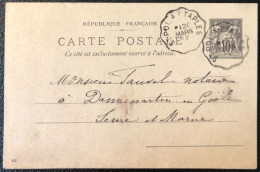 France Entier Sage (89) TAD St POL à ETAPLES 20.3.1899 - (A1516) - Standard Postcards & Stamped On Demand (before 1995)