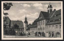 AK Wolkenstein I. Sa., Rathaus Und Kirche, Strassenpartie  - Wolkenstein