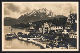 AK Weggis, Hafenkai Mit Dampfer Und Pilatus Im Hintergrund  - Weggis