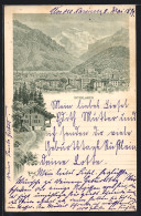 Lithographie Interlaken, Ortsansicht Gegen Die Berge  - Interlaken