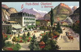 AK Meiringen, Park-Hotel Oberland, Pferdekutsche  - Meiringen