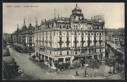 AK Luzern, Hotel Monopol Und Blick Die Strasse Hinunter  - Luzern